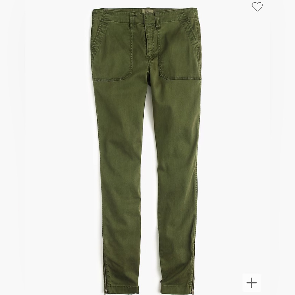 J. Crew Skinny stretch cargo pant with zippers Green Size 27